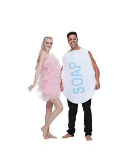 EraSpooky Couples Soap and Loofah Costume Adult Funny Halloween Party Couple Costumes Set