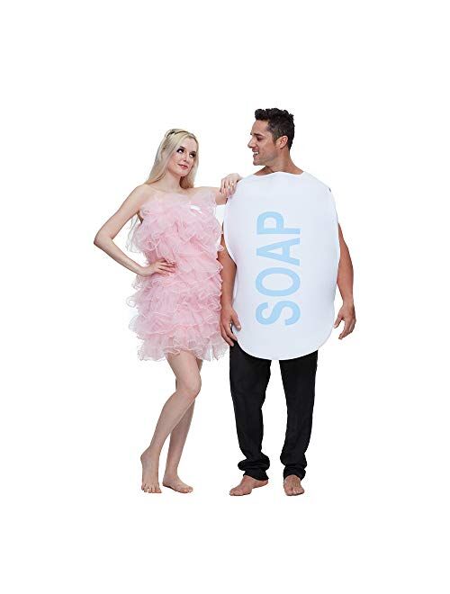 EraSpooky Couples Soap and Loofah Costume Adult Funny Halloween Party Couple Costumes Set