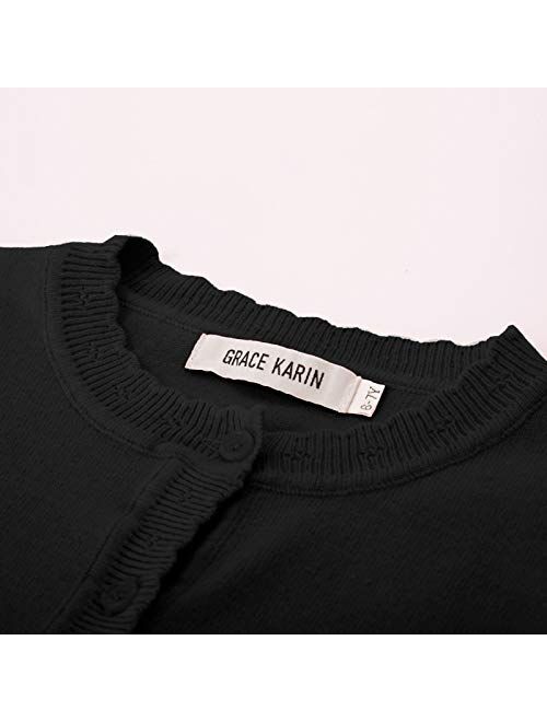 GRACE KARIN Girls Essential Soft Knit Uniforms Button Down Cardigan Sweaters