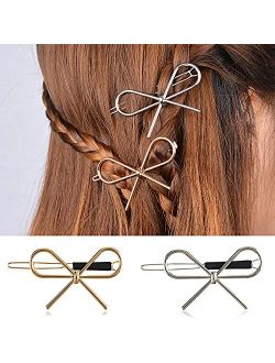 GIYOMI 2 Pcs Minimalist Hair Clip for Women and Girls, Newly designed Hollow Hoop Round Circle Geometric Metal Hair Clip Bobby Pin Ponytail Holder Hair Accessories(Gold &