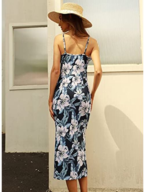 Grace Karin Women's Casual Dresses Sleeveless Split Floral Print Beach Maxi Long Dress