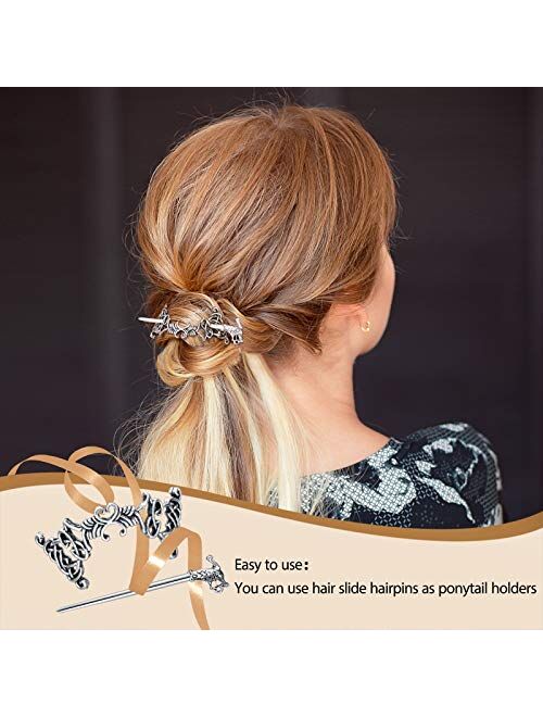 6 Pieces Vintage Silver Celtic Hair Slide Hairpin Celtic Knot Hair Stick Creative Hair Barrette Metal Hair Stick Clips Hair Pin Hair Accessories for Women Girls