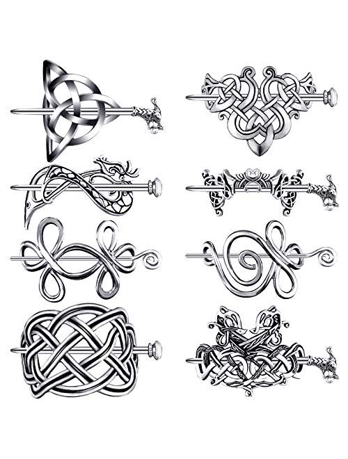 8 Pieces Celtic Hair Slide Hairpins Hair Accessories Celtic Knot 8 Styles Hair Clips Vintage Metal Hair Accessories Creative Minimalist Metal Hair Pin for Women
