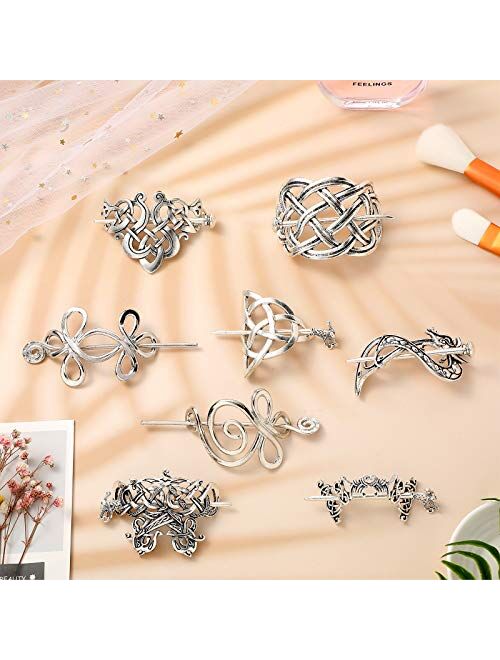 8 Pieces Celtic Hair Slide Hairpins Hair Accessories Celtic Knot 8 Styles Hair Clips Vintage Metal Hair Accessories Creative Minimalist Metal Hair Pin for Women