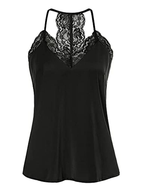 GRACE KARIN V-Neck Lace Camisole Tops Sexy Race Back Cami Tank Tops