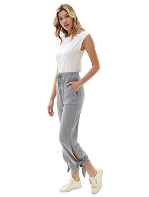 GRACE KARIN Women's Straight Leg Casaul Cropped Pants Drawstring Trousers with Pockets