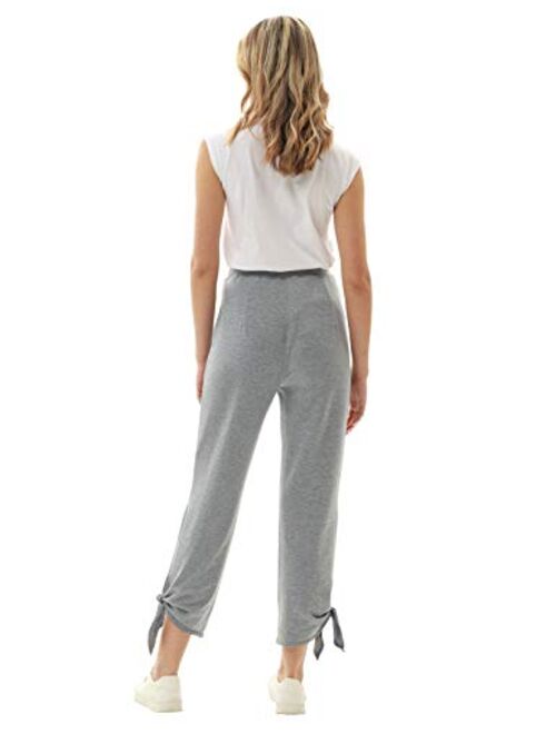 GRACE KARIN Women's Straight Leg Casaul Cropped Pants Drawstring Trousers with Pockets