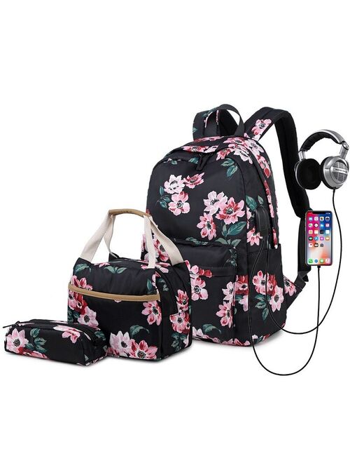 2021 New School Backpack Set Waterproof Nylon Teen Girls Bookbags 15 inches Laptop Backpack Kids Lunch Tote Bag Clutch Purse