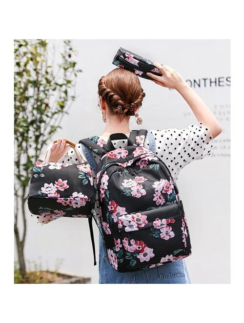 2021 New School Backpack Set Waterproof Nylon Teen Girls Bookbags 15 inches Laptop Backpack Kids Lunch Tote Bag Clutch Purse
