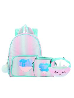 Children Unicorn Backpack for Girls Boys Schoolbags Kids Double Shoulder Backpack Insulated Lunch Bag Banana Bag Picnic Bags