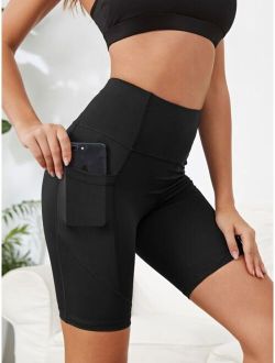 Wide Band Waist Sports Shorts With Phone Pocket