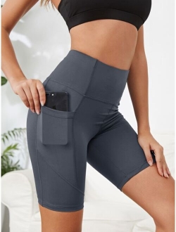 Wide Band Waist Sports Shorts With Phone Pocket
