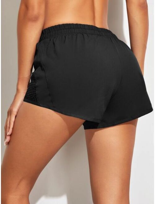 Shein Hollow Out Drawstring Waist Sports Shorts