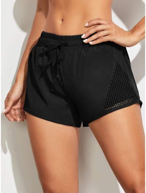 Shein Hollow Out Drawstring Waist Sports Shorts