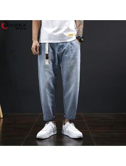 WWKK 2020 new special design elastic boyfriend for men jeans man plus size loose jeans high waist stretch denim haren pants Male