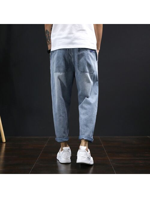 WWKK 2020 new special design elastic boyfriend for men jeans man plus size loose jeans high waist stretch denim haren pants Male