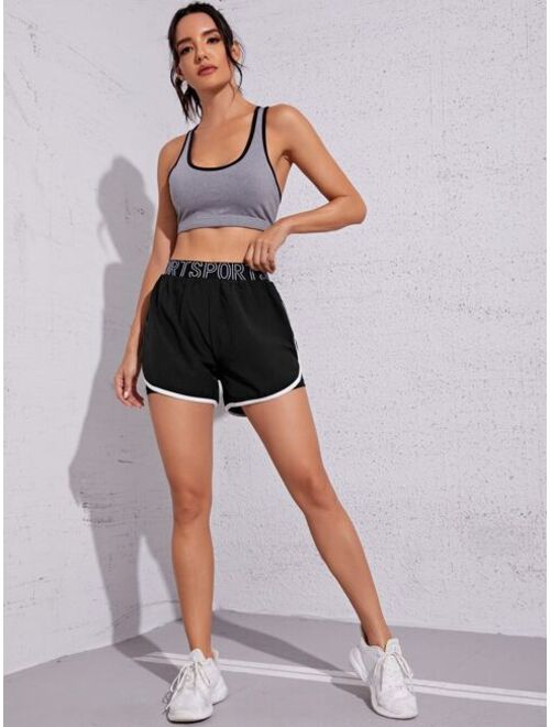 Shein 2 In 1 Letter Graphic Contrast Trim Sports Shorts