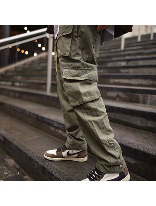 Fubotevic Men Relaxed Fit Hip Hop Casual Multi-Pockets Straight Leg Cargo Pants 
