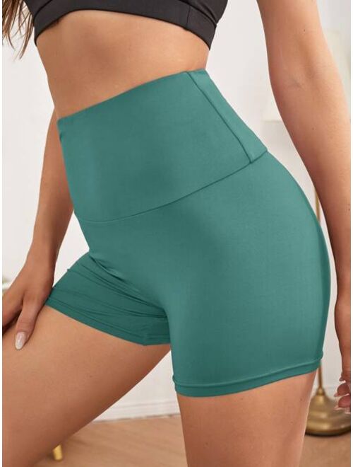 Shein Solid Ruched Back Sports Shorts