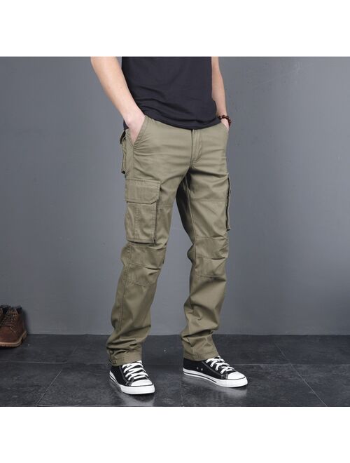 Fensajomon Mens Casual Loose Fit Straight Leg Multi-Pockets Hip Hop Cargo Pants 