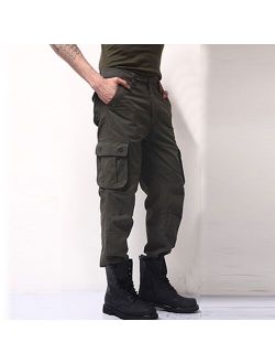 Men's Loose Casual Pants Multi-pocket Straight Solid Color Outdoor jogging Sports Overalls Trousers Military men clothing штаны