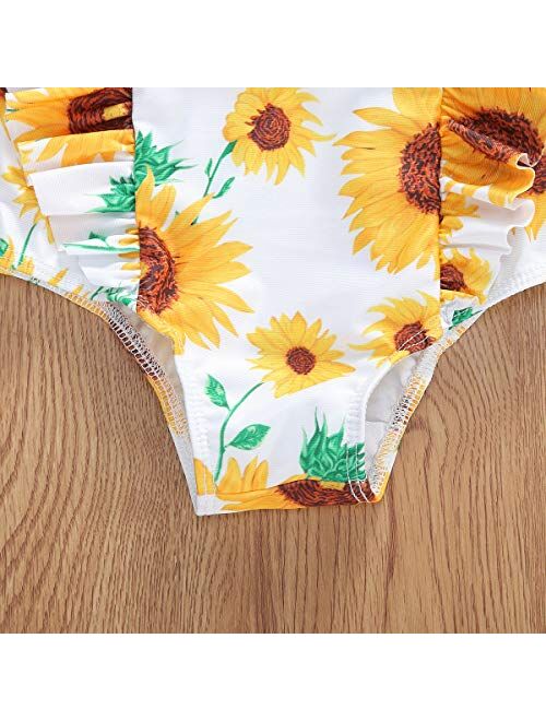 Argorgeous Toddler Baby Girls Swimsuit Backless Ruffle Leopard Print One-Piece Swimwear Bathing Suit Tankini