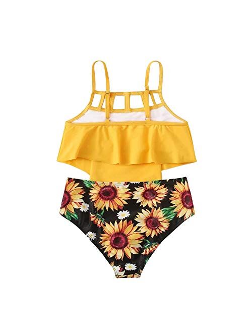Toddler Kids Girls Sunflower Swimsuit Two Piece Bathing Suit