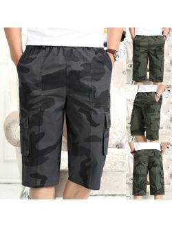 2020 Men's Camouflage printing Shorts High Waist Elastic Waist Multi Pocket Cropped Cotton Shorts Overalls Male Summer Shorts