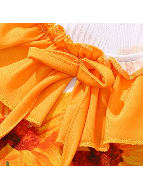 POINEG Toddler Baby Girls Swimsuit One Piece Bikini Floral Print Sleeveless Summer Swimwear Bathing Suit Beachwear,0-5 Years