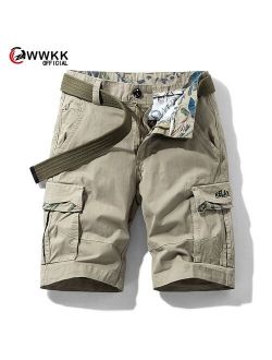 WWKK 2020 Hot Summer Casual Shorts Men's Cargo Multi-pocket belt Shorts Mens Solid Color Fashion Shorts Streetwear
