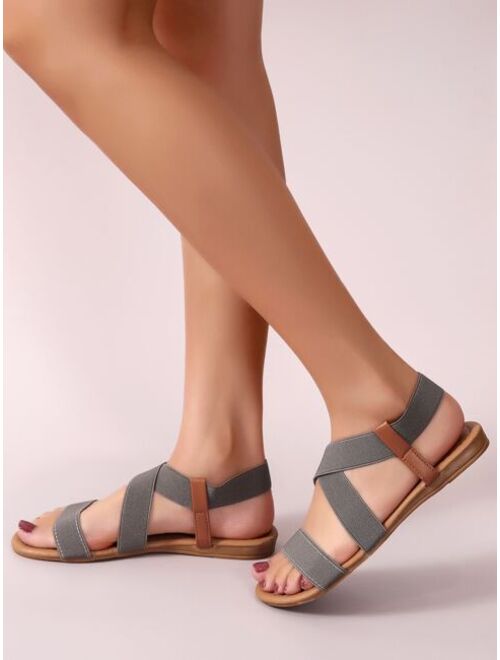 Shein Elastic Cross Strap Flat Sandals