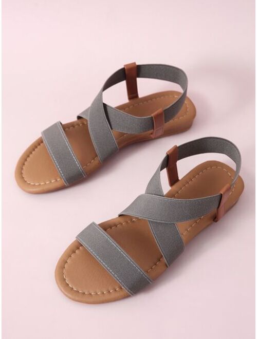 Shein Elastic Cross Strap Flat Sandals