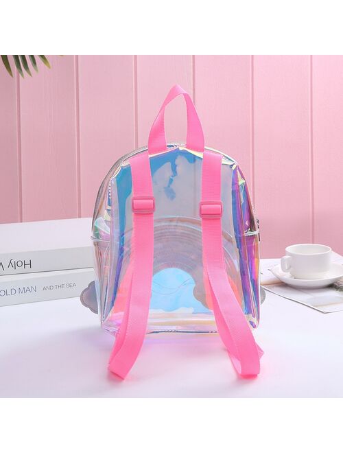 Cartoon Rainbow Unicorn PVC Transparent Backpack For Children Plush kindergarten Small SchoolBag Girls School Bags Mini Backpack