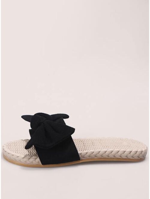 Shein Suede Bow Decor Slide Sandals