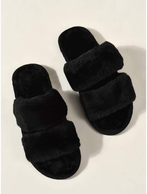 Shein Two Band Fluffy Slippers