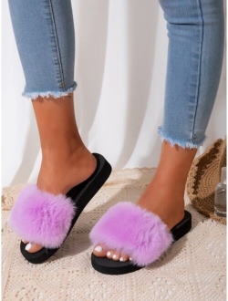 Open Toe Fluffy Slides