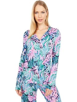 Pj Knit Long Sleeve Button-Up Top