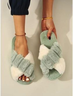 Two Tone Fluffy Bedroom Slippers