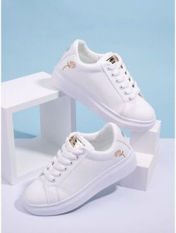 Rose Embroidered Lace-up Front Sneakers