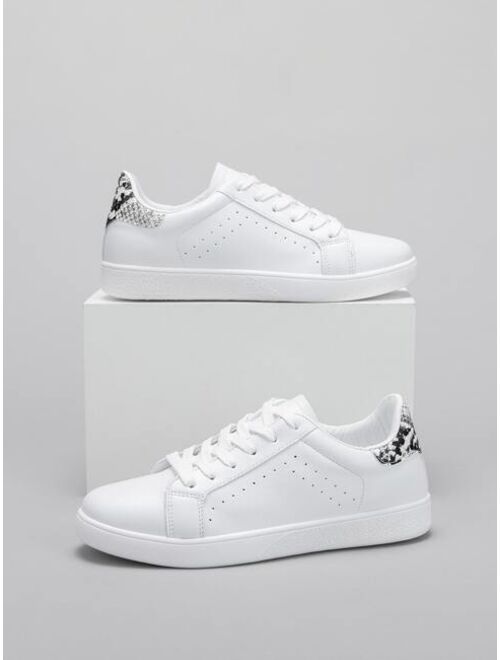 Shein Lace-up Front Snakeskin Detail Skate Shoes