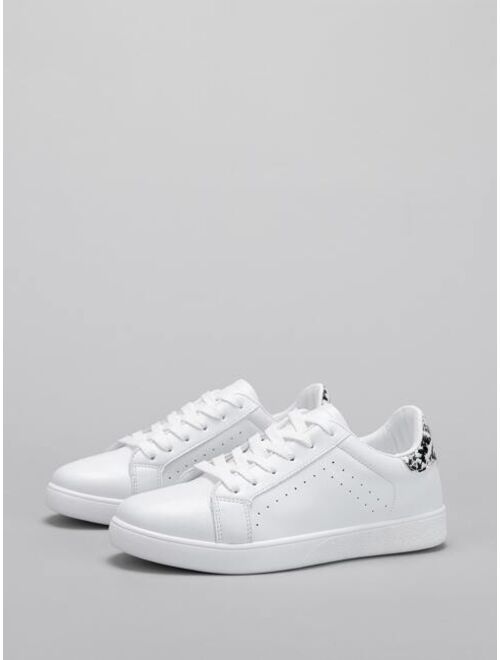 Shein Lace-up Front Snakeskin Detail Skate Shoes