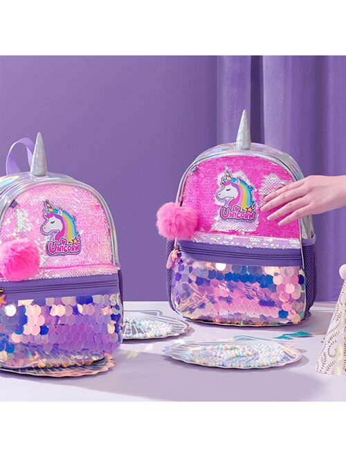 Sunveno Unicorn Girls School Bags Reversible Sequin Bag Backpack Kindergarten Schoolbag Best Gift for Girls