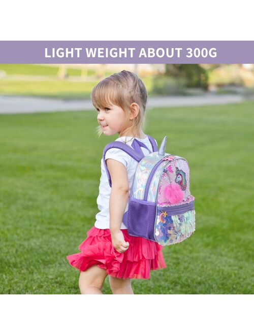 Sunveno Unicorn Girls School Bags Reversible Sequin Bag Backpack Kindergarten Schoolbag Best Gift for Girls