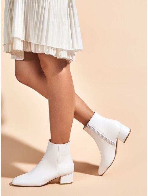 Shein Square Toe Minimalist Chunky Heeled Boots
