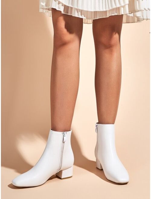 Shein Square Toe Minimalist Chunky Heeled Boots