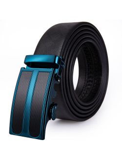 PD-2085 UK Shipping Brand Men Belt Automatic Genuine leather Black Business Style Fashion Blue Ratche Buckle Belts for Men Waist
