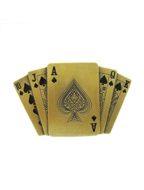 Retail Distribute Antique Bronze Plated Royal Flush Spade Casino Lighter Belt Buckle also Stock in US BUCKLE-LT031AB