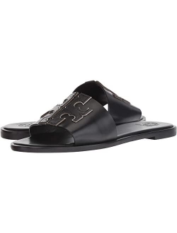 Women's INES Slide Leather Cushioned Sandals With Open Round Toe And Logo Detail