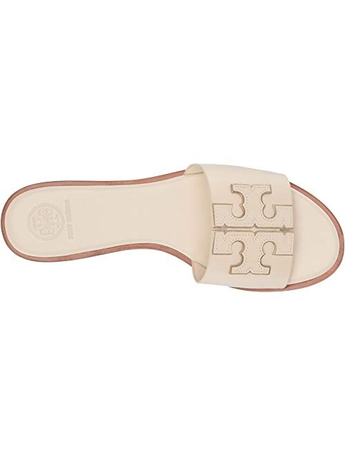 Tory Burch Women's INES Slide Leather Cushioned Sandals With Open Round Toe And Logo Detail