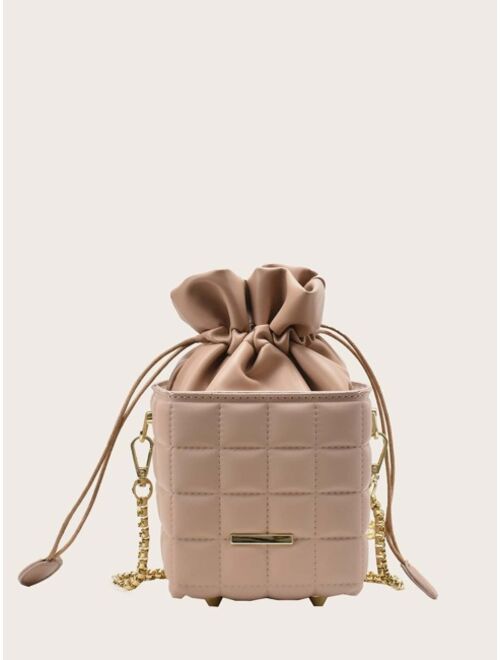 Shein Quilted Drawstring Bucket Bag